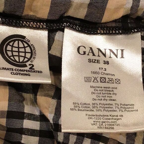 Ganni CHARRON Tiered Light Brown Plaid Versatile Skirt Dress - Picture 15 of 16